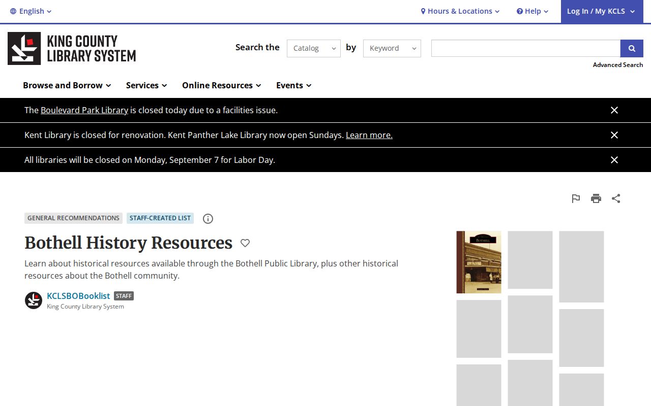 KCLS Bothell local history and directory collection